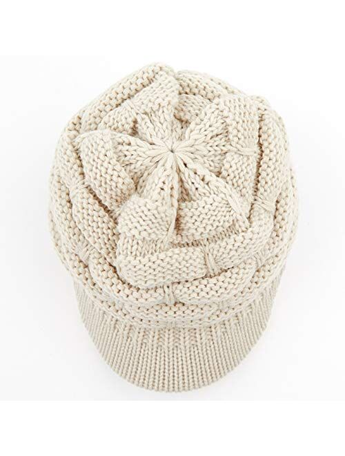 C.C Hatsandscarf Exclusives Women's Ribbed Knit Hat with Brim (YJ-131)(YJ-2023)