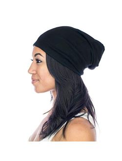 Grace Eleyae GE Sleep Cap | Slap Silky Sleeping Stylish Beanie Hat Premium Quality Head Cover for Curly Hair Women Soft & Smooth Sleep Caps (Black)