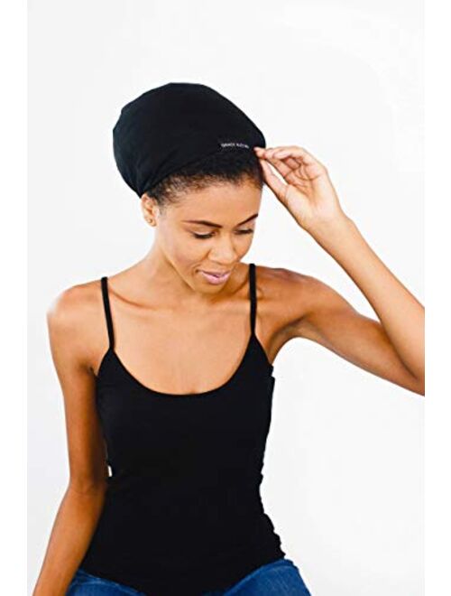 Grace Eleyae GE Sleep Cap | Slap Silky Sleeping Stylish Beanie Hat Premium Quality Head Cover for Curly Hair Women Soft & Smooth Sleep Caps (Black)