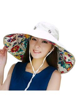 Packable Extra Large Brim Floppy Sun Hat Reversible UPF 50+ Beach Sun Bucket Hat
