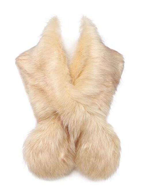 Changuan Extra Large Women's Faux Fur Collar Shawl Scarf Wrap Evening Cape for Winter Coat