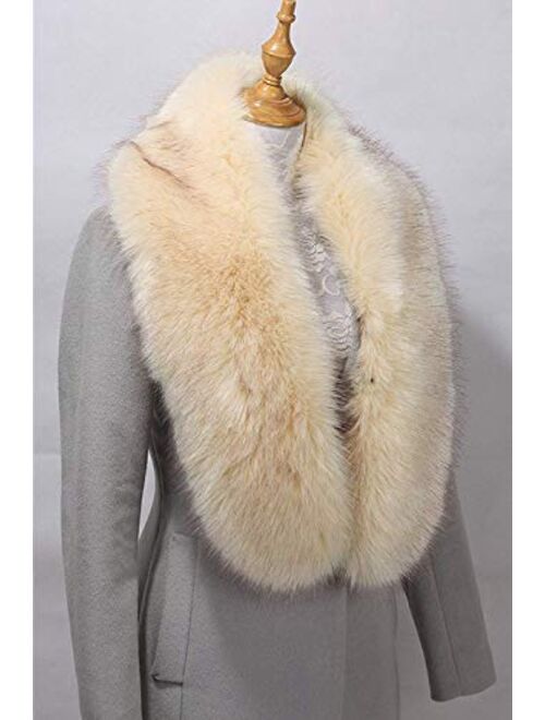 Changuan Extra Large Women's Faux Fur Collar Shawl Scarf Wrap Evening Cape for Winter Coat