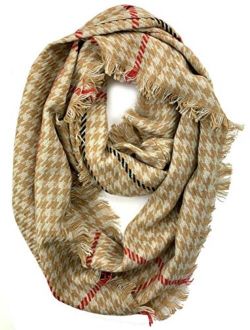 Plum Feathers Premium Plaid Print Infinity Scarf