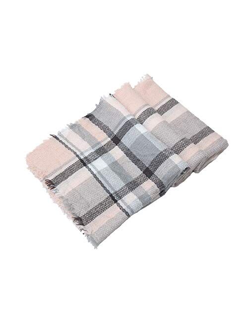 Easysmile Womens Blanket Scarf Buffalo Plaid Long Warp Shawls Fashion Tartan Knit Winter Warm Lattice Scarves