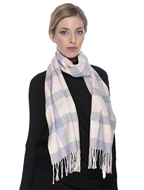 Soft Plaid Check Winter Scarf Warm Oblong 12x72 Fringe Unisex