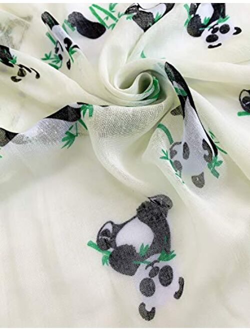 GERINLY Cute Panda Bear Scarfs for Women Cotton Head Wrap Scarves Panda Gifts Accessories