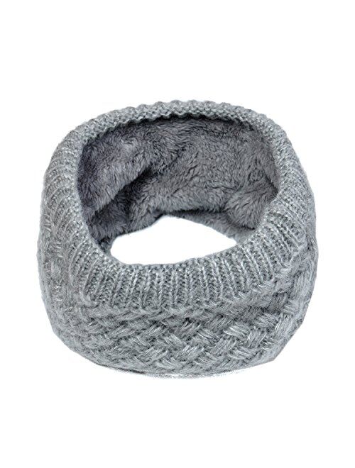 Lo Shokim Harsh Winter Double-Layer Soft Fleece Lined Thick Knit Neck Warmer Circle Scarf Windproof