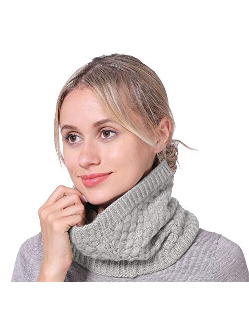 Lo Shokim Harsh Winter Double-Layer Soft Fleece Lined Thick Knit Neck Warmer Circle Scarf Windproof