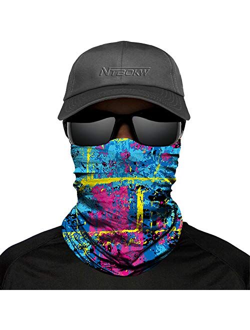 NTBOKW Neck Gaiter Face Mask for Sun Wind Dust Protection Tube Scarf Mask for Men Women Rave Motorcycle Riding Biker Fishing Hunting Festival Outdoor Summer Seamless Band