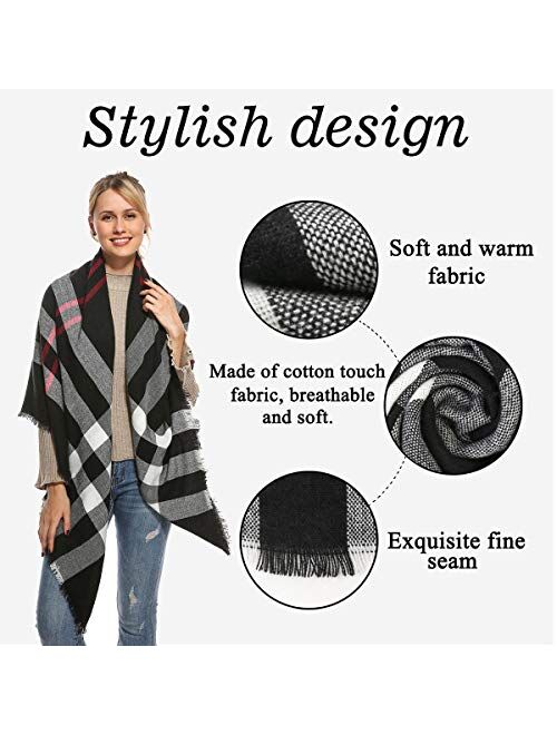 Stylish Plaid Blanket Oversized Warm Scarf - Chunky Tartan Wrap Shawl