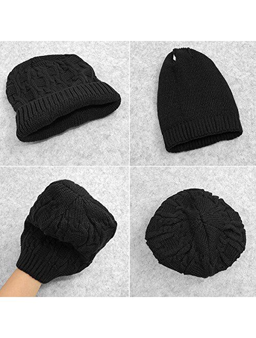 Womens Winter Knit Slouchy Beanie Baggy Warm Soft Chunky Cable Hats