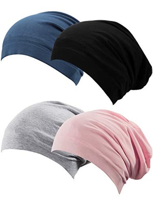 Cotton Satin Lined Sleep Cap Slouchy Sleeping Hat Beanie Slap Hat for Men&Women