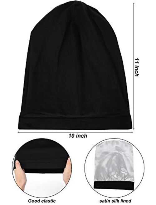 SATINIOR 4 Pieces Satin Lined Sleep Cap Slouchy Beanie Slap Hat for Women