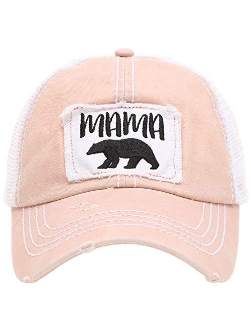 MIRMARU Women’s Baseball Caps Distressed Vintage Patch Washed Cotton Low Profile Embroidered Mesh Snapback Trucker Hat