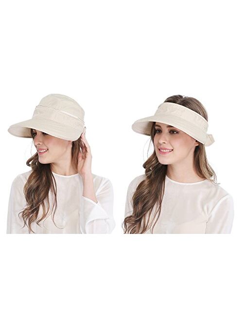 Wide Large Brim Sun Hat Summer UV Protection Thin Hat 2 in 1 Beach Sun Hat
