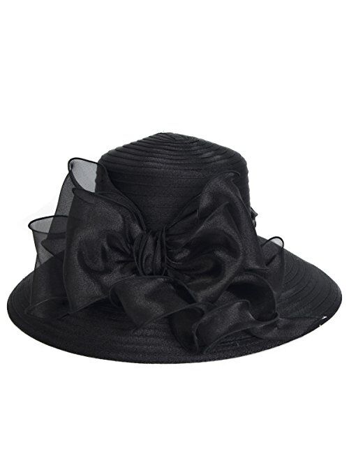 VECRY Lady Derby Dress Church Cloche Hat Bow Bucket Wedding Bowler Hats