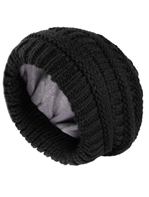 Camptrace Winter Beanie Hats for Women Cable Knit Fleece Lining Warm Hats Slouchy Thick Skull Cap