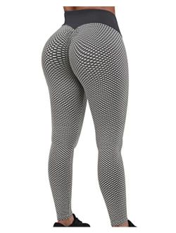 HDgTSA Womens High Waist Workout Leggings Booty Scrunch Yoga Pants Textured Slimming Ruched Tights 