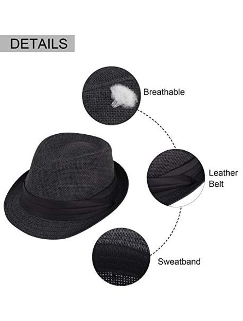 Verabella Women/Men's Summer Short Brim Straw Fedora Sun Hat
