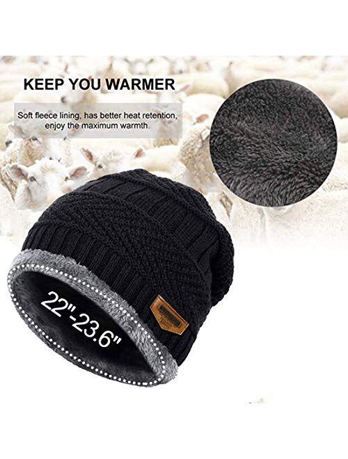 Muryobao Thick Warm Winter Beanie Hat Soft Stretch Slouchy Skully Knit Cap for Women