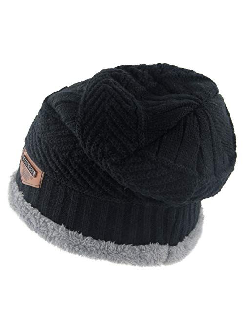 Muryobao Thick Warm Winter Beanie Hat Soft Stretch Slouchy Skully Knit Cap for Women