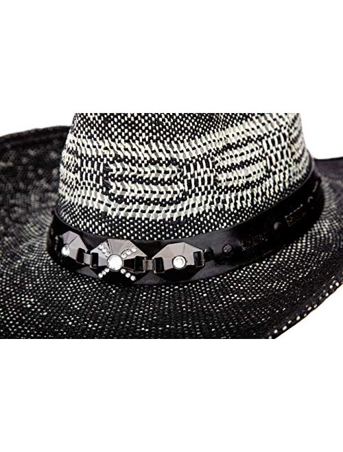 Queue Essentials Men & Women's Woven Straw Cowboy Cowgirl Hat Western Outback w/Wide Brim