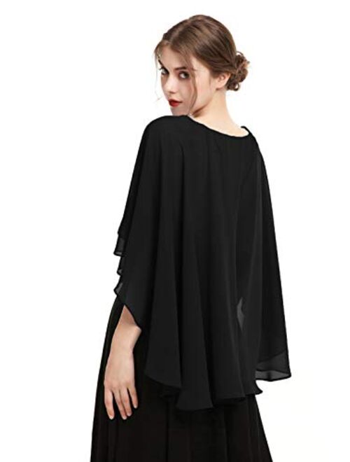 Wedding Capes Capelets for women Chiffon Cape Shawls and Wraps for Evening Dress