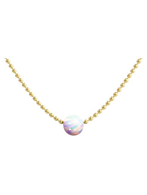 14k Gold Dipped Choker Necklace | Opal Necklace Celebrity Style Dainty Necklace to Wear Everyday Small Necklace | Simple & Minimalist Choker Gold Choker Necklaces for Wom
