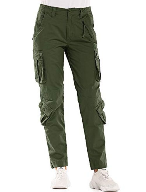 Women's Tactical Pants, Cotton Casual Cargo Work Pants Military Army Combat Trousers 8 Pockets