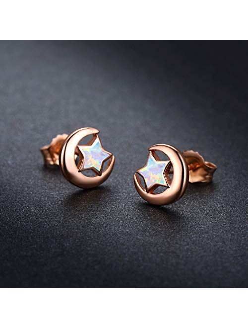 Hypoallergenic Earrings Synthetic Opal Star Stud Earrings Tiny Small Earrings Gifts for Women Earrings Sterling Silver Minimalist Jewelry for Sensitive Ears