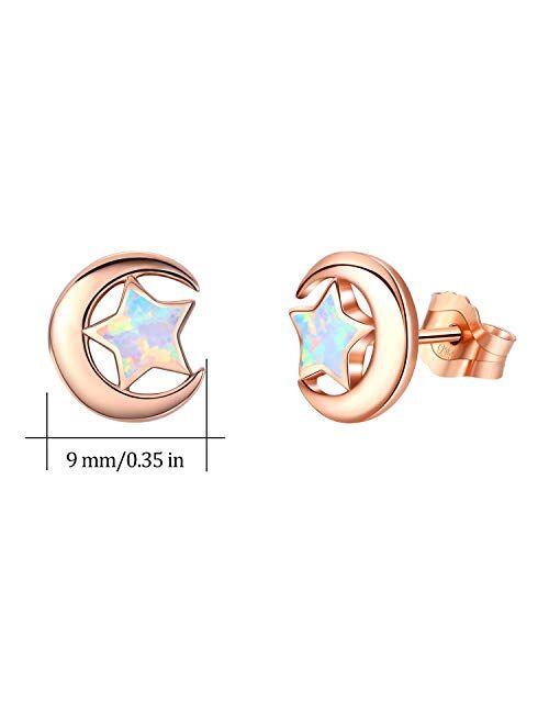 Hypoallergenic Earrings Synthetic Opal Star Stud Earrings Tiny Small Earrings Gifts for Women Earrings Sterling Silver Minimalist Jewelry for Sensitive Ears