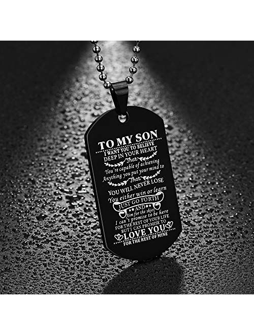 CALIS Dog Tags for Men Engraved I Want You to Believe Deep in Your Heart Love Dad Dog Tag