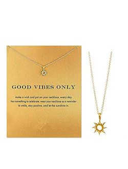 Clavicle Necklace with Blessing Gift Card, Small Dainty Gold Sun God Light with Rope Pendant Chain, Classy Costume Choker Jewelry Favors