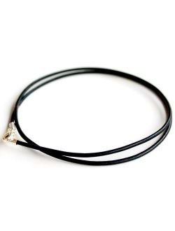 Moneta Jewelry Black Genuine Leather Necklace, Sterling Silver Clasp, 16 to 30 Inch Cord Made in USA