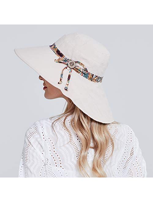 HAPEE Womens Garden Hat,Both Sides wear, Foldable Wide Brim UPF 50+,pefect for Women Fishing