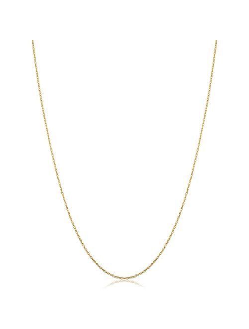 Kooljewelry 10k Yellow Gold Rope Chain Necklace (0.7 mm, 0.9 mm, 1 mm or 1.3 mm)