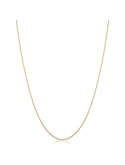 Kooljewelry 10k Yellow Gold Rope Chain Necklace (0.7 mm, 0.9 mm, 1 mm or 1.3 mm)