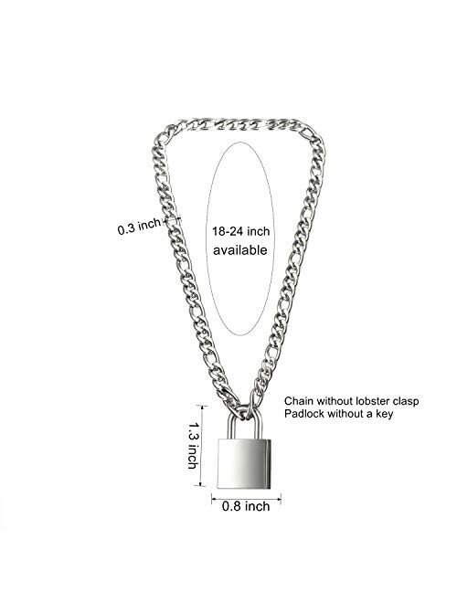 PS24SN Necklace Stainless Steel Chain 1 Key & Padlock 