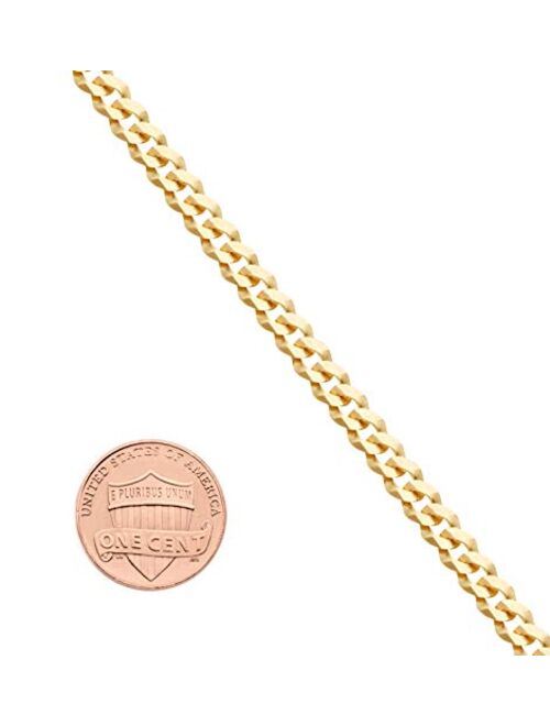MiaBella Solid 18K Gold Over Sterling Silver Italian 5mm Diamond-Cut Cuban Link Curb Chain Necklace for Women Men, 16, 18, 20, 22, 24, 26, 30 Inch 925 Sterling Silver Mad