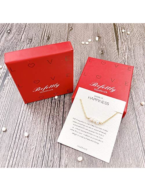 Befettly Mini Pearls Choker Necklace Bar Star Shell Turquoise Necklace Pendant Delicate Handmade 14k Gold Fill Choker