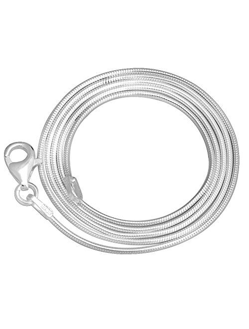 LUHE Sterling Silver 1MM Snake Chain Italian Crafted Necklace Thin Lightweight Strong - Lobster Claw Clasp 14-30 Inches and 1.9mm Snake Chains 20-24 inchs