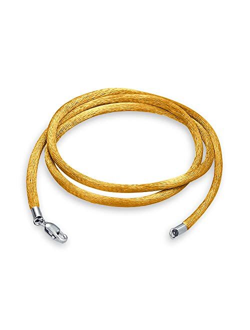 Bling Jewelry Colors Soft Thin Satin Silk Cord Strand Necklace Pendant for Women for Men Teen Silver Plated Lobster Claw Clasp 14 Inch to 36 Inch