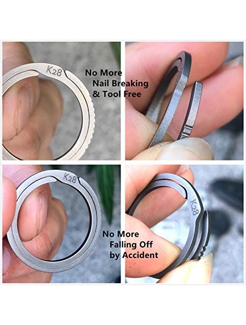 Titanium Quick Release Keyrings 2-pack Side-pushing Labor-saving Gear System Keychain Rings