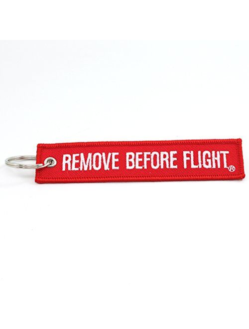 Remove Before Flight Key Chain - 5 Pack Red with White Letters - Rotary13B1
