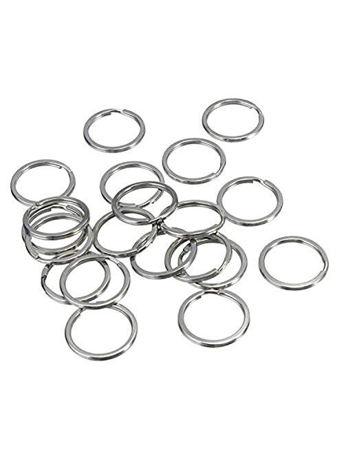 Flat Key Rings 50 Pieces 1 inches Flat Key Rings Metal Keychain Rings Split Keyrings Flat O Ring for Home Car Office Keys Attachment(Silver)