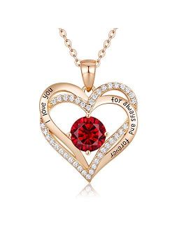 CDE Forever Love Heart Women Necklace 925 Sterling Silver Rose Gold Plated November Birthstone Pendant Necklaces for Women with 5A Cubic Zirconia ChristmasJewelry Gift Bi