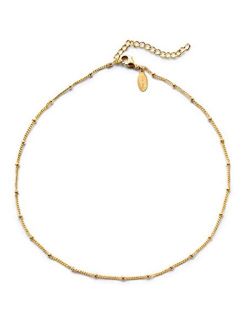 Benevolence LA Choker Necklace Gold Necklace for Women | 14k Gold Dipped Satellite Beaded Curb Chain Gold Choker Layering Womens Necklaces Simple Chokers Celebrity Endors
