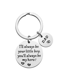 Fathers Day Gift - Dad Gift from Daughter for Birthday, I'll Always Be Your Little Girl, You Will Always Be My Hero Keychain