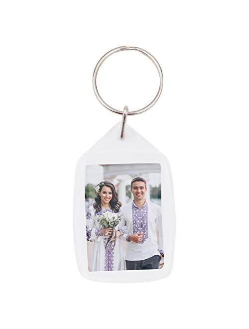DIY Keychain (100 Pieces) - 1.33 x 2.1inch Acrylic Clear Picture Keychains - Transparent Double Sided Photo Insert Blank Keyrings - Personalized Custom Keyring for Men, W