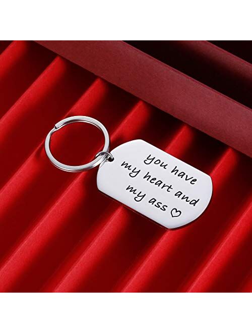 Valentines Day Gift Keychain for Husband Boyfriend From Girlfriend Wife Anniversary Birthday Gifts For Couple Keyring Women Men You Have My Heart Him Her Wedding